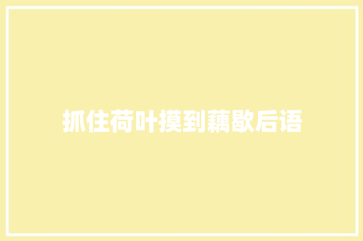 抓住荷叶摸到藕歇后语
