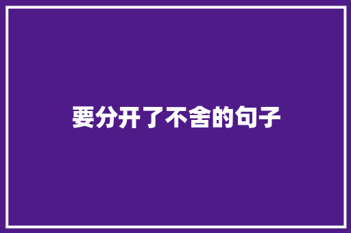 要分开了不舍的句子