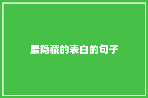 最隐藏的表白的句子