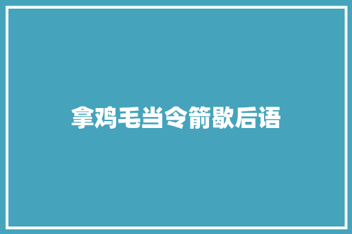 拿鸡毛当令箭歇后语