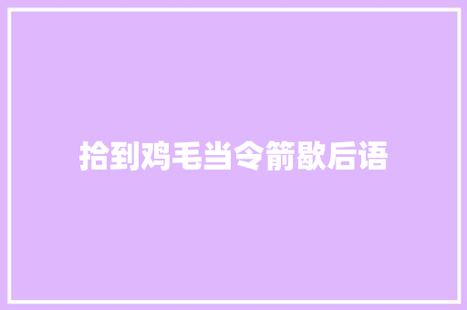 拾到鸡毛当令箭歇后语
