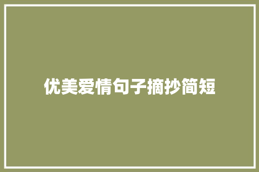 优美爱情句子摘抄简短
