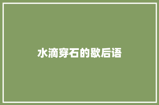 水滴穿石的歇后语