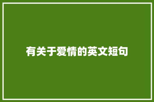 有关于爱情的英文短句