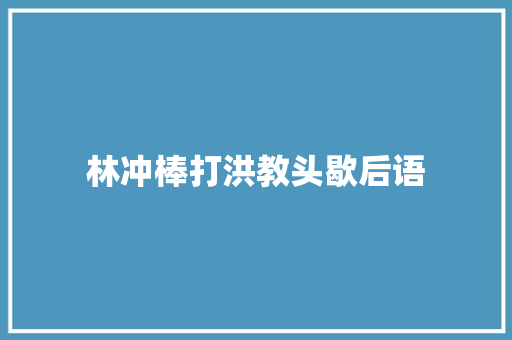 林冲棒打洪教头歇后语