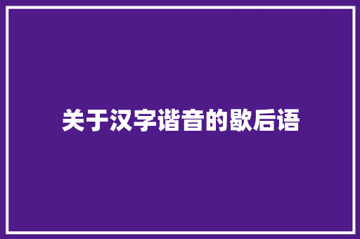 关于汉字谐音的歇后语
