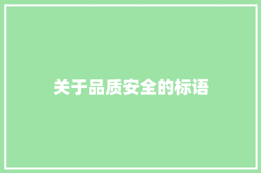 关于品质安全的标语