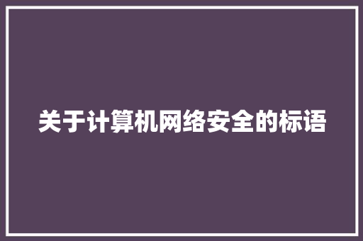 关于计算机网络安全的标语