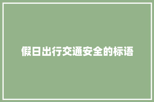 假日出行交通安全的标语