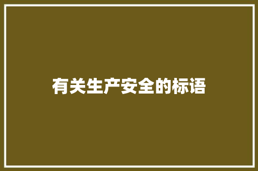 有关生产安全的标语