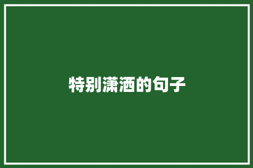 特别潇洒的句子