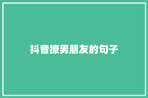 抖音撩男朋友的句子