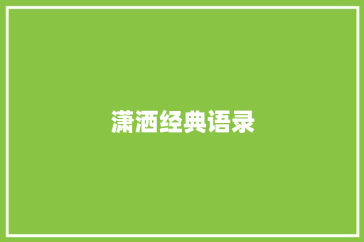 潇洒经典语录