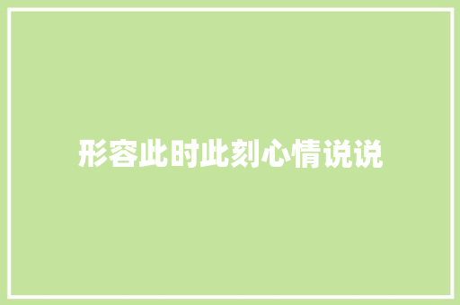 形容此时此刻心情说说