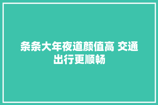 条条大年夜道颜值高 交通出行更顺畅