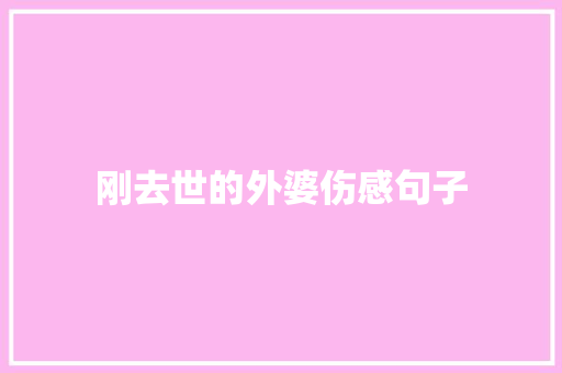 刚去世的外婆伤感句子