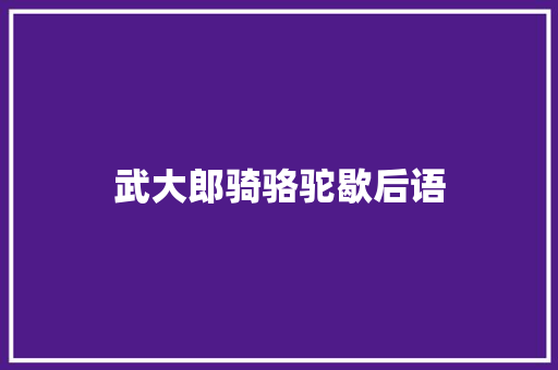 武大郎骑骆驼歇后语