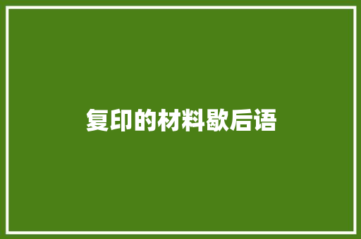 复印的材料歇后语