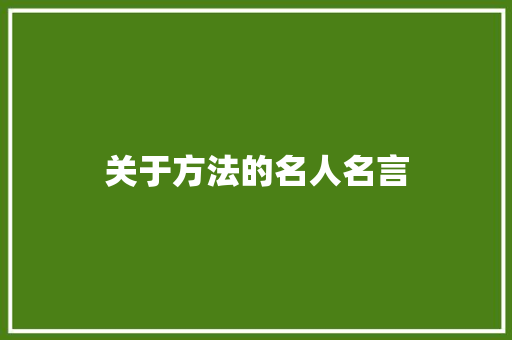 关于方法的名人名言