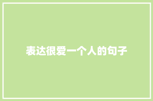 表达很爱一个人的句子