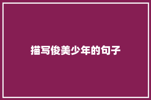 描写俊美少年的句子