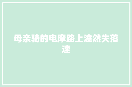 母亲骑的电摩路上溘然失落速