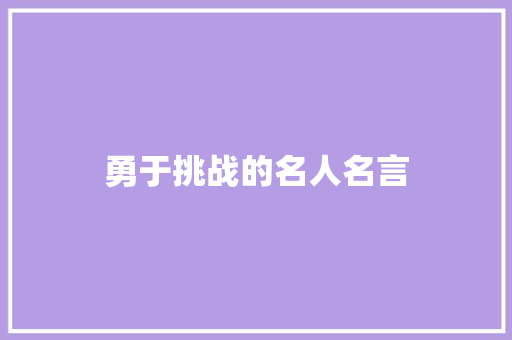 勇于挑战的名人名言