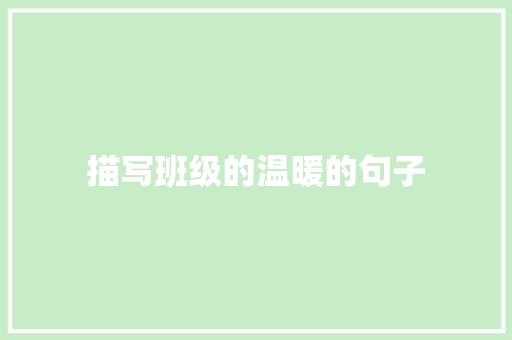 描写班级的温暖的句子