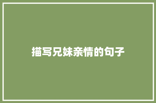 描写兄妹亲情的句子
