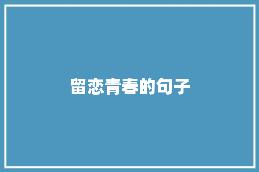 留恋青春的句子