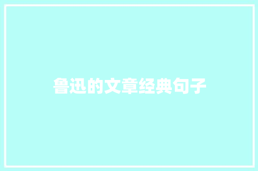 鲁迅的文章经典句子