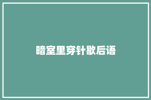 暗室里穿针歇后语