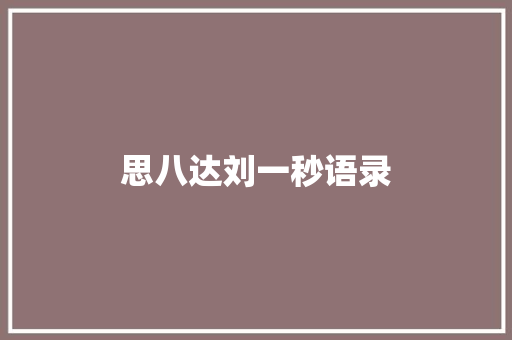 思八达刘一秒语录