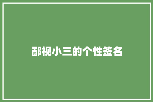 鄙视小三的个性签名