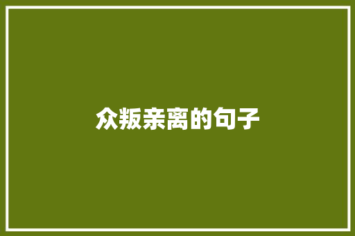 众叛亲离的句子
