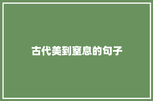 古代美到窒息的句子