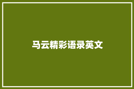 马云精彩语录英文