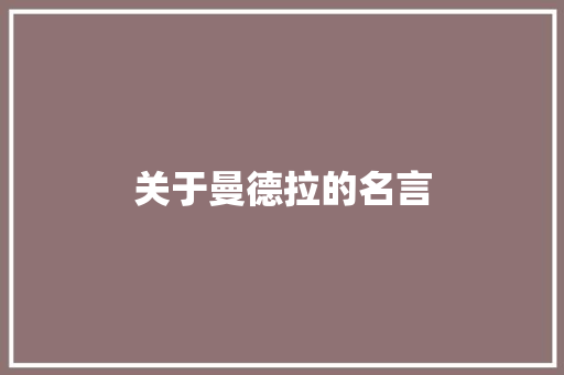 关于曼德拉的名言