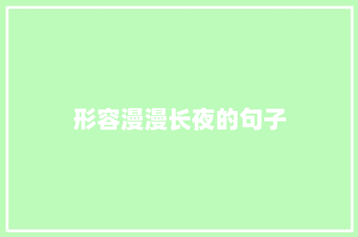 形容漫漫长夜的句子