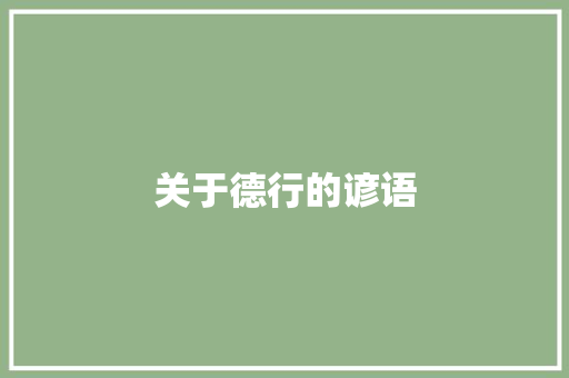 关于德行的谚语