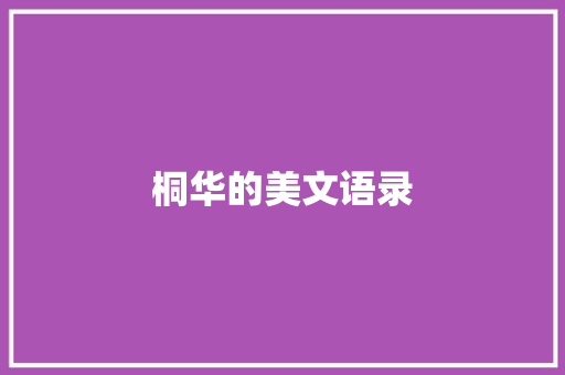 桐华的美文语录
