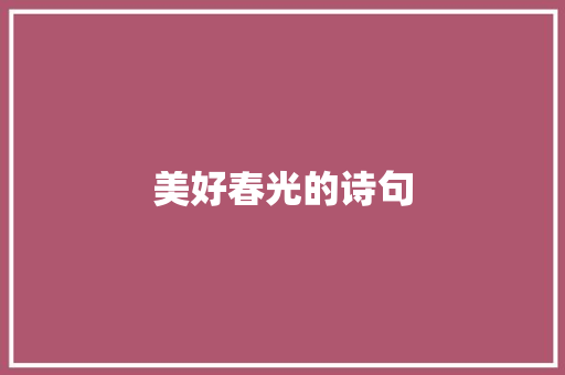 美好春光的诗句