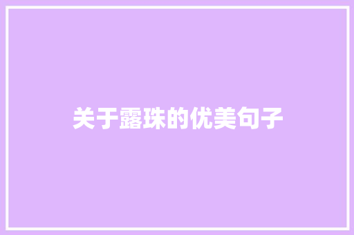 关于露珠的优美句子