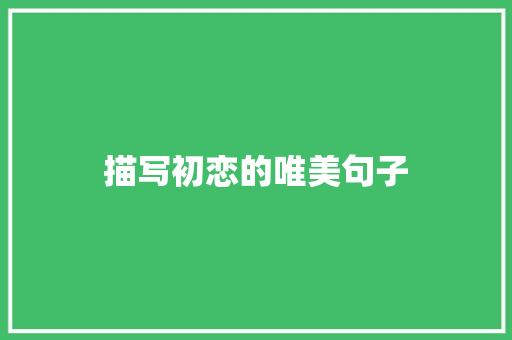 描写初恋的唯美句子