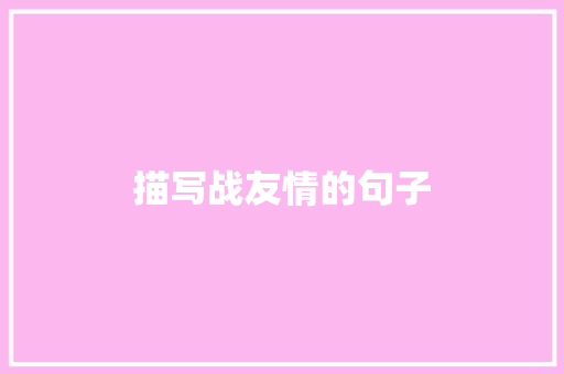 描写战友情的句子