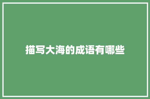 描写大海的成语有哪些