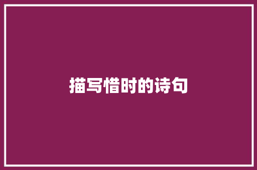 描写惜时的诗句