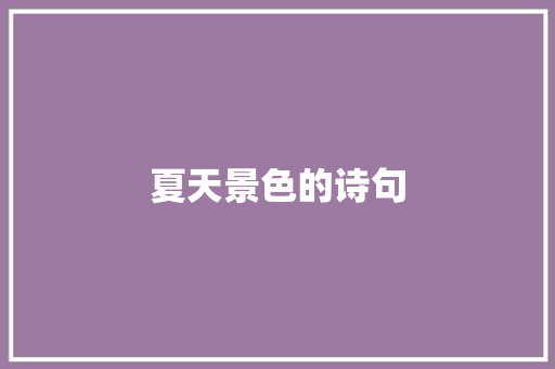 夏天景色的诗句