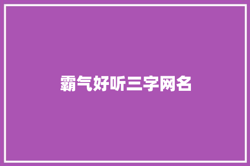 霸气好听三字网名