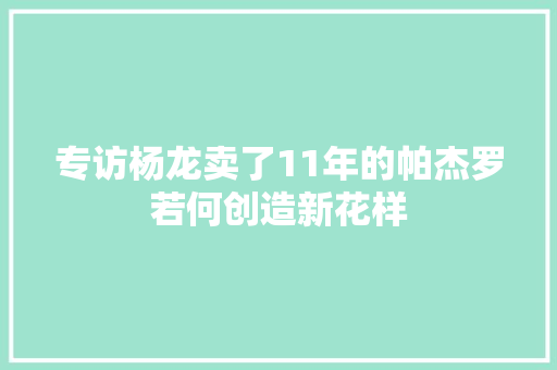 专访杨龙卖了11年的帕杰罗若何创造新花样 汽车知识
